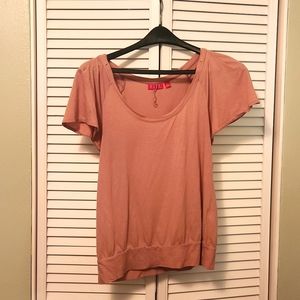 Pink swoop neck shirt